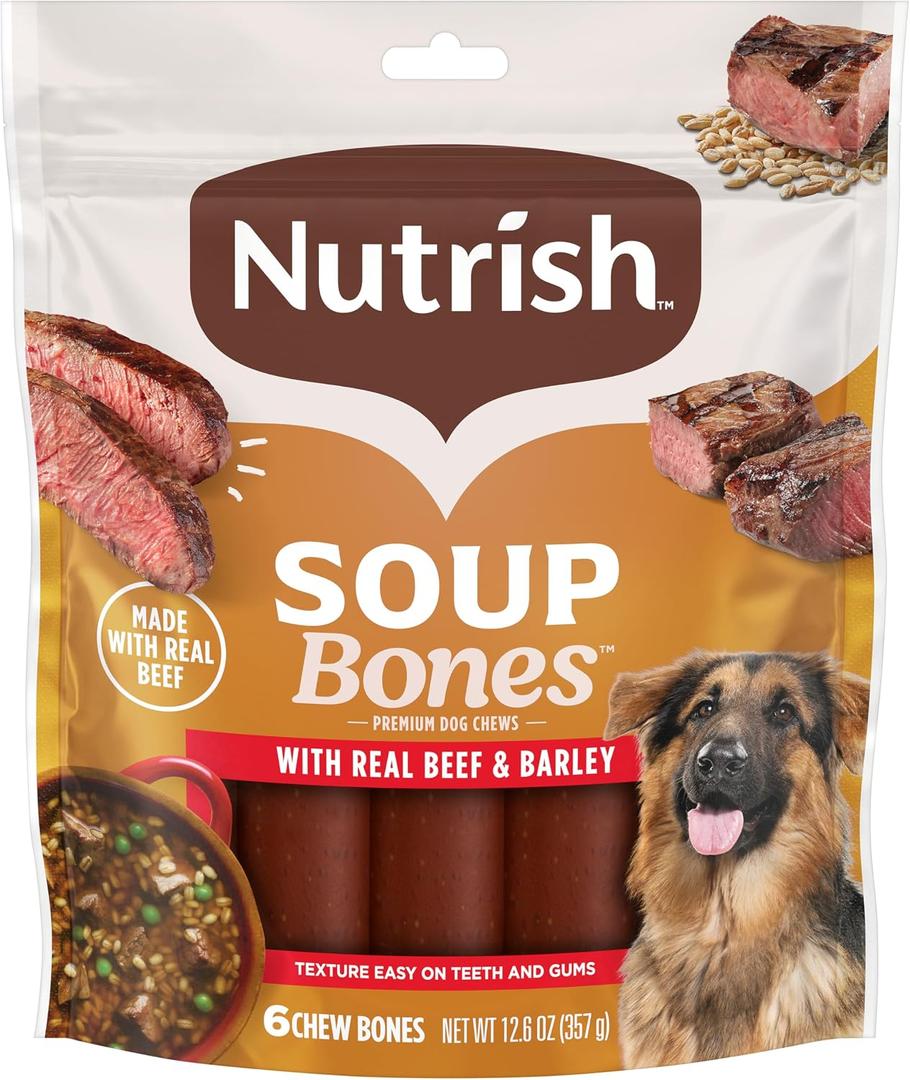 Nutrish Soup Bones Premium Dog Chews with Real Beef and Barley, 6 Chews (Rachael Ray) (EXP 06/01/26)