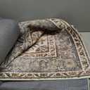 PureCozy Brown Vintage 8x10 Area Rug for Living Room Machine Washable Large Rug Non-Slip Soft Low Pile Carpet Floral Stain Resistant Indoor Office Throw Rug for Bedroom Dining Room Nursery