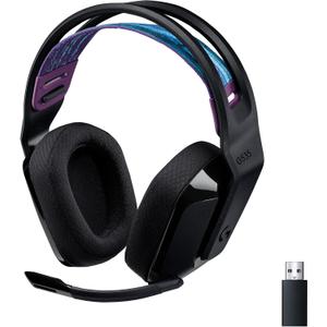 Logitech G535 Lightspeed Wireless Gaming Headset - Lightweight on-ear headphones, flip to mute mic, stereo, compatible with PC, PS4, PS5, USB rechargeable - Black