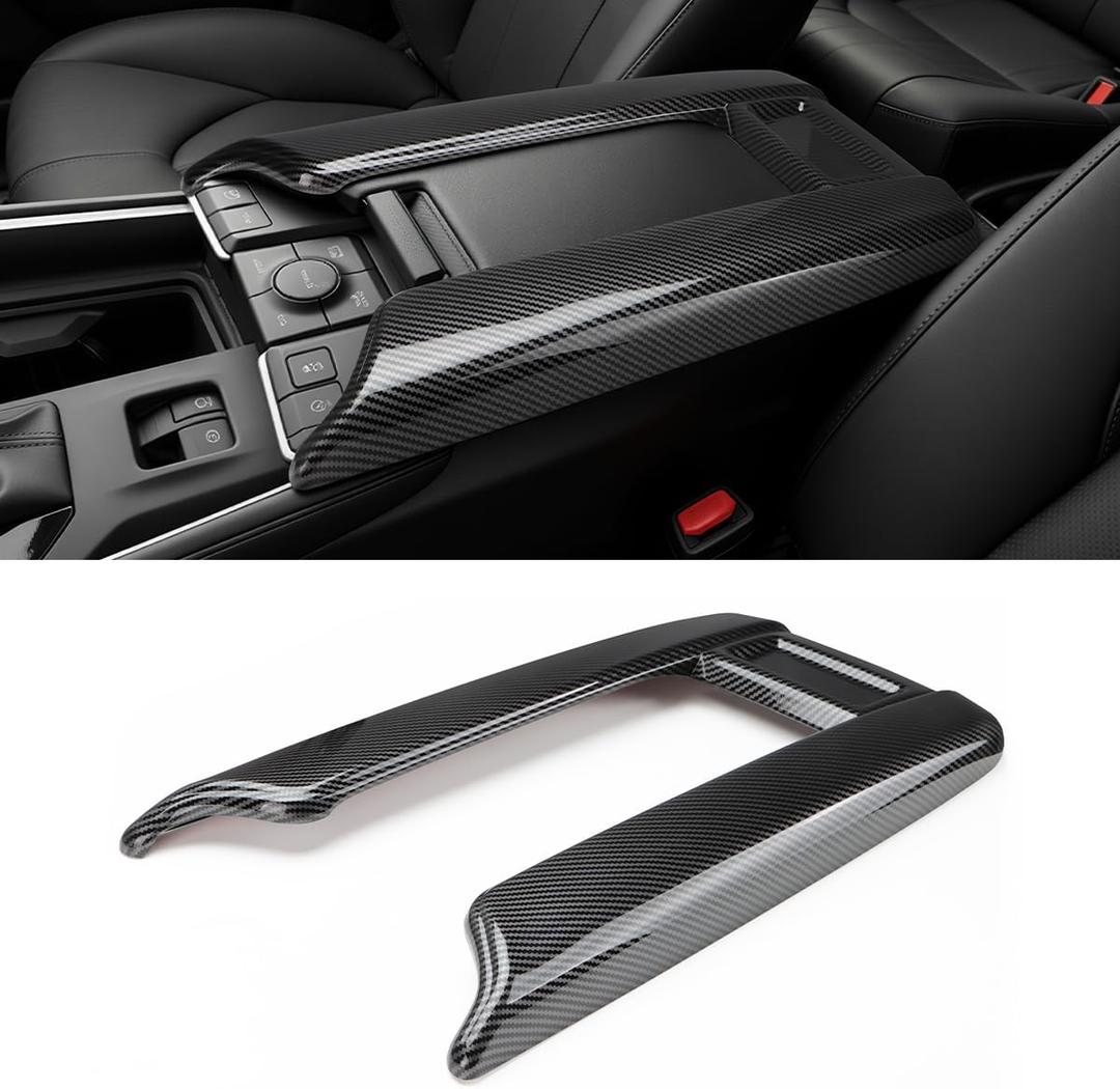 INTGET Armrest Box Trim Cover for 2026 Toyota Grand Highlander Accessories 2024 2025 ABS Carbon Fiber Center Console Storage Box Panel (Armrest Lid Cover, Carbon Fiber Pattern)