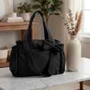Yinkin Tote Bag with Tumbler Cup Holder for Women 15.6" Laptop Compartment Bow Lightweight Puffy Work Bag Teacher Nurse