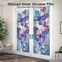 2PackWindow Privacy Film Frosted Glass Window Sticker Window Film Static Glass Cling Tint Non-Adhesive for Home Door Decorative Frosting Cover 17.5 X 39.3 inch (2pcs-sparkle-butterfly)