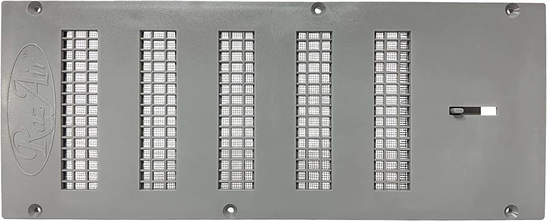 RazAir Foundation Vent with Damper and Screen - 16"x 6.5" Weatherproof and Paintable ABS  Easy to Install Moisture Mold Reducing for Crawl Space, Outdoor, Garage, and Home Improvement