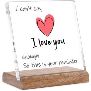 FreeJac I Love You Gifts for Her Him - Valentines Day Gifts for Girlfriend Wife Christmas Birthday Wedding Anniversary Keepsake Loving Acrylic Plaque Gifts for Boyfriend Husband Miss You Gifts