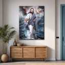 1Pcs Framed Jesus Walking On Water Wall Art Religious Christian Poster Print Inspirational Bible Canvas Artwork For Living Room Or Gallery Display Home Decor 12x16 Inch Ready To Hang