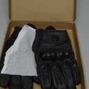 L Motorcycle Gloves Breathable Full Finger Gloves Leather Outdoor Gloves without Hole Black 1 Pair, Large