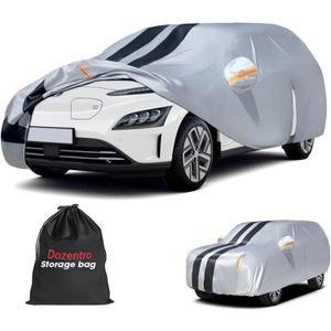 Multi-Layer Car Cover Custom Fit for Hyundai Kona(EV)(2017-2026), 100% Waterproof All Weather for Automobiles, Gift with Towel, Heavy Duty Car Covers for Rain Sun UV Protection with Door Zipper.