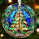 Unique 2025 Christmas Ornament - Stained Glass-Inspired Christmas Ornament for Holiday Décor, Dated Christmas Ornaments for Family and Friends, Premium Holiday Keepsake Gift