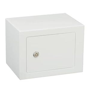 ELLAIG Safe Box Small Safe Money Cash Safe Keys Gun Safe 6.7"D x 9.05"W x 6.7"H 0.24 CuFt Mini Security Lock Safe Boxes for Coin Home Office Hotel Rooms Business Jewelry Gun (White)