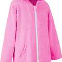 MissShorthair Hooded Towel Robe for Kid, Zipper Beach Cover Up, Swim Changing Robe for Boy, Girls Bath Towelling Poncho Size XL