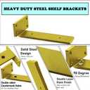 Shelf Brackets Heavy Duty Industrial L Shelf Bracket - 0.2 Inch Thick Premium Solid Steel Shelf Supports, Gold Rustic Wall Brackets for Shelves - 10 Inch Floating Shelves Hardware (6Pcs)