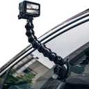 SUREWO Flexible Gooseneck Suction Cup Camera Car Mount Compatible with Gopro Hero 13 Black,Hero 12/11/10/9/8/7/6/5 Black,DJI Osmo Action 5 pro/4/3/2,Insta 360 ONE R and Most Action Cameras (Long)
