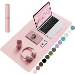 YSAGi Non-Slip Leather Desk Pad Blotter, Waterproof Laptop Computer Desk Keyboard Mat, Table Protector Mat, Large Mouse Pad for Office/Work/Home/Decor(Pink, 31.5" x 15.7")