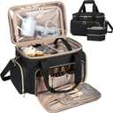 GDNasist Large Makeup Bag, Portable Travel Makeup Bag Organizer for Women Girls with 2 Removable Pouches & Detachable Dividers, Cosmetic Travel Bag, Toiletry Bag for Makeup and Hair Supplies Black