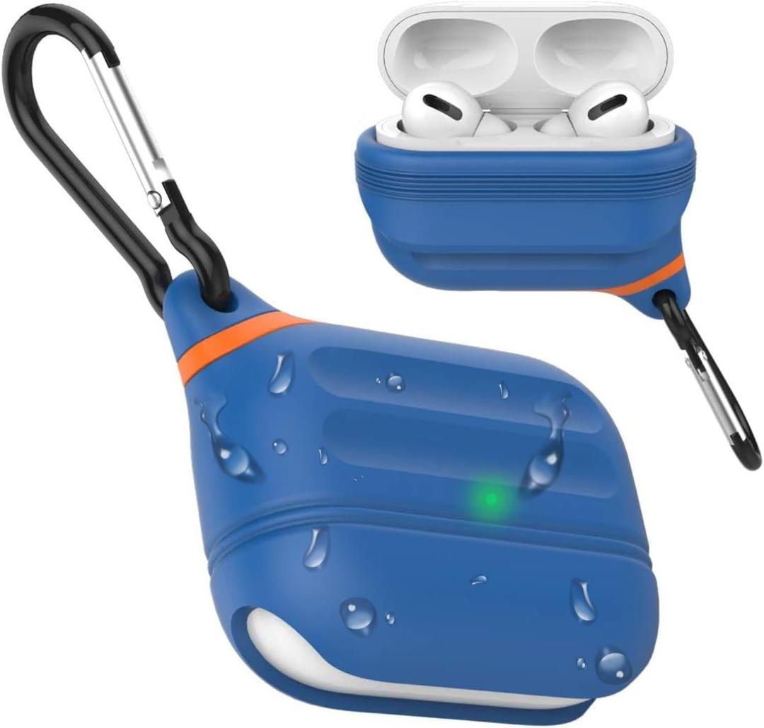 for AirPods Pro Case, Waterproof Silicone Cover for 2nd Generation | Waterproof Protection | Portable | for USB-C/Wireless | Anti-Lost | One piece | Blue