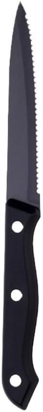Stainless Steel Steak Knives with Plastic Handle, Table Knife, Serrated Steak Knife (Black, 4 Pieces)