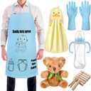 7 Pcs Daddy Duty Apron for New Dad Funny Diaper Apron for Baby Shower First Daddy to Be Father's Day Gift(Blue,Classic)