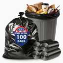50 55 60 Gallon Trash Bags, 100 Count High Density Garbage Bags, Recycling Trash Can Liners, Sturdy & Tear-Resistant Large Black Bag for Kitchen Yard Outdoor Commercial Use, Lawn Leaf Waste Bags