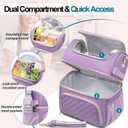 Lunch Bags for Women, Dual Compartment Lunch Box Lunch Bag for Work, Leakproof Lunch Cooler Large Insulated Lunchbox for Adult for Women Men, Lunchbag for Picnic Beach (Purple)