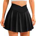 DLOODA Womens Tennis Skirt with Pockets Shorts Crossover High Waisted Athletic Skorts Skirts for Golf Running Workout, Size Large