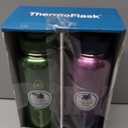 ThermoFlask 40 oz Bottle with Spout and Straw Lid - Stainless Steel, Double-Wall Insulation & BPA-Free - Leakproof, Resuable - Forest Green/Purple Sunset (2 Pack)
