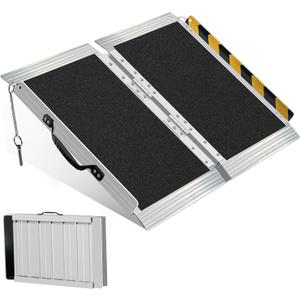 2FT Wheelchair Ramp for Door Thresholds & Curbs - Ultra Lightweight 8.6 lbs, Portable Foldable Design, 800 lbs Capacity, Non-Slip Surface, Recommended for 1-3 Inch Steps