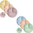 KeaBabies 3-Pack Suction Plates for Baby, Toddler - 100% Silicone Toddler Plates, Divided Baby Plates with Suction, Silicone Plates for Baby, Kids, BPA-Free, Microwave, Dishwasher Safe