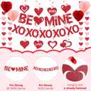 Pre-Strung Valentines Day Decorations, Red BE Mine XO Valentine's Banner,Heart Garlands & Hanging Swirls & Heart Honeycomb for Party Supplies, Valentines Decor Home Anniversary Wedding Bedroom