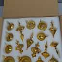 Glass Christmas Ball Drop Ornaments Holiday Trees Wreaths & Garland Decor Gold Color Size:2.36''-6'' (17 Pieces)