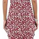 PLOKNRD Summer Dress Casual Beach Short Sleeve Fit T Shirt Sundresses Flowy Cover Ups, Red White Flower-XL 