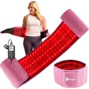 Lifepro Red Light Therapy Belt  Infrared Red Light Therapy for Body, Back Pain and Shoulder - 660nm & 850nm Near Infrared Heating Pad  Adjustable & Portable for Wellness & Relaxation (Pink)