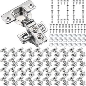 Chumia 20 Pack Soft Closing Cabinet Hinges for Kitchen 1/2 Inch Partial Overlay Kitchen Cabinet Door Hinges 105 Degree Concealed with Mounting Screws for Frameless Face Frame Door
