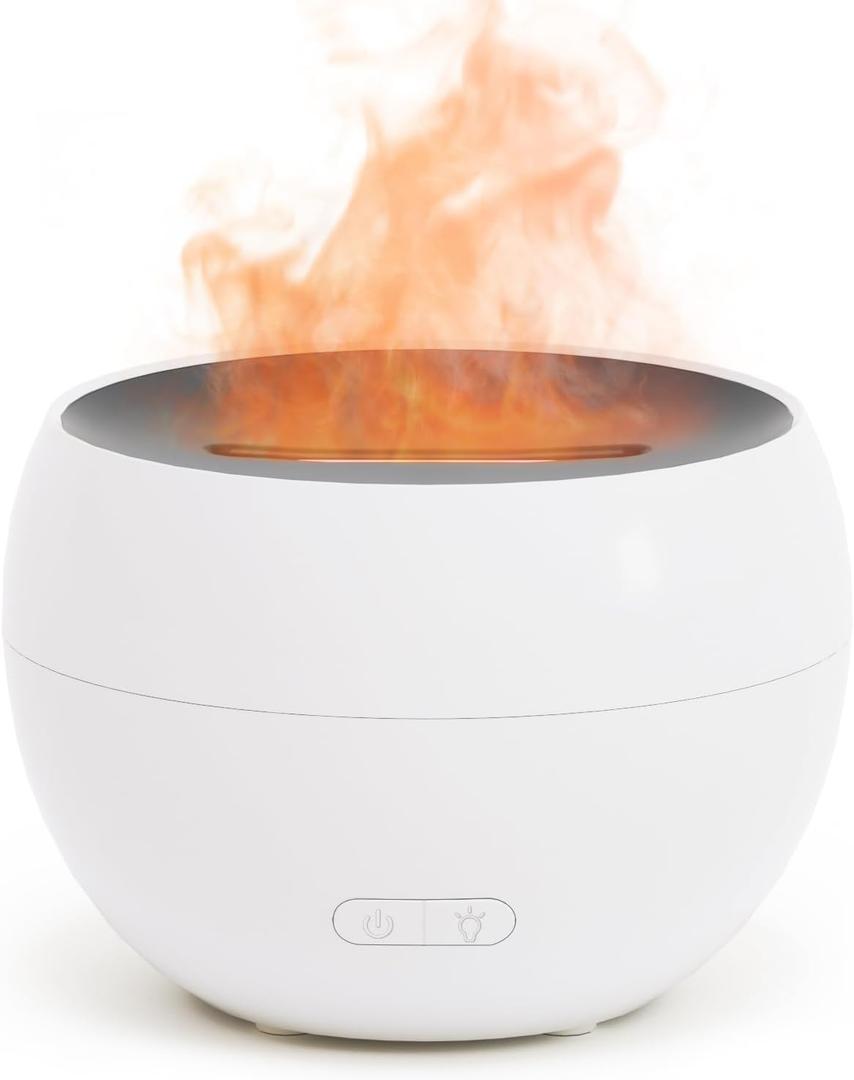 SALKING Essential Oil Diffuser, Fireplace Fire Flame Aromatherapy Diffuser, 150ml Ultrasonic Cool Mist Humidifier, Scent Aroma Diffuser with Auto-Off Function for Home, Room (White)