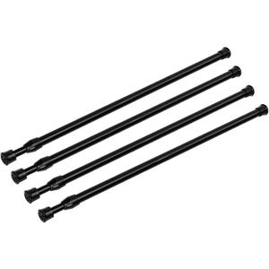 4 Pack Tension Curtain Rod 15.7-28 Inch, Small Short Adjustable Extendable Spring Loaded Rods for Windows Cabinet Blinds Closet Bedroom Kitchen Bathroom Door No Drilling, Black