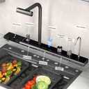 33x22 Inch 304 Stainless Steel Kitchen Sink with Pull-Out Swivel Faucet, Water Purification, Soap Dispenser Smart Digital Features, Single Bowl Double Waterfall Design, 33.518.18.66inch