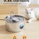 Cat Water Fountain Stainless Steel: 3.2L/108oz Cat Fountain with Water Level Window-Quiet Water Drinking Dispenser Pet Fountain Metal Kitty Spout for Cats with 6 Replacement Filters