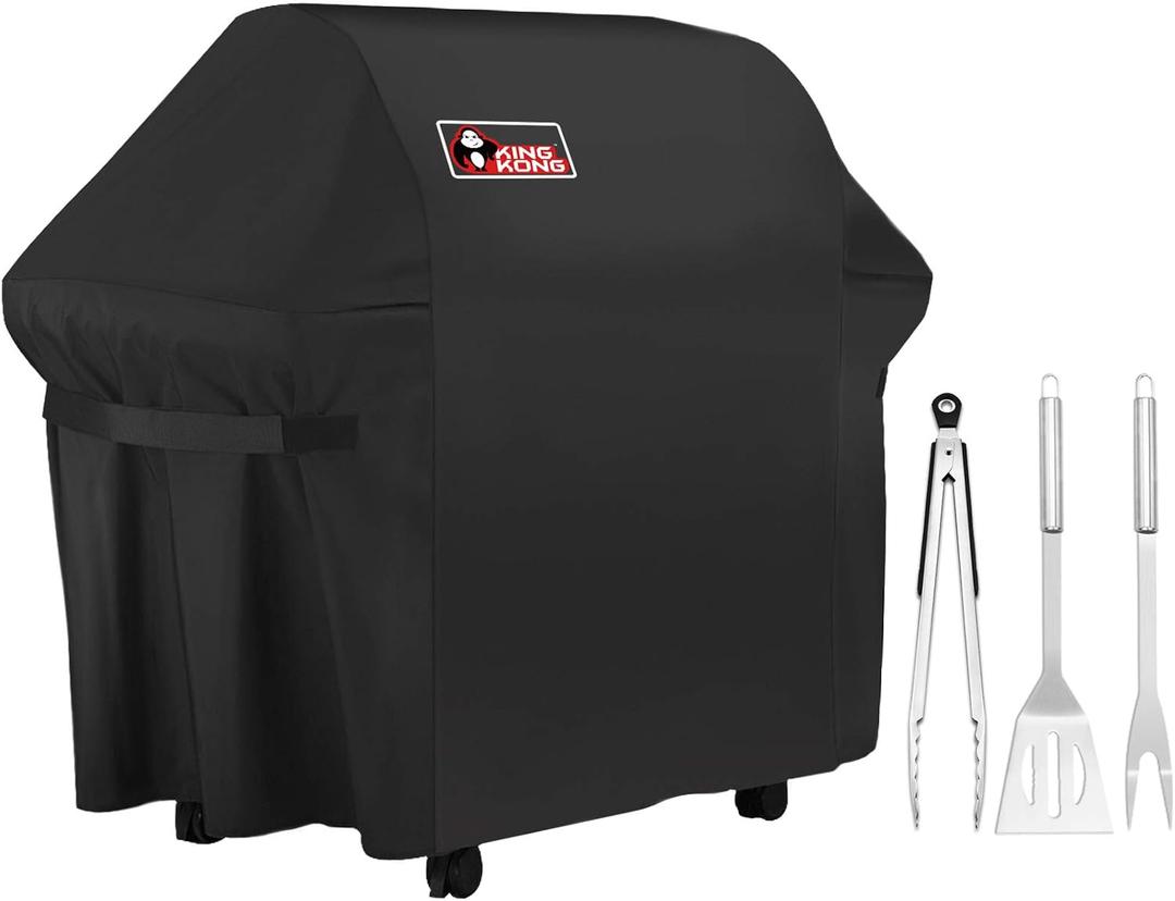 7107 Waterproof BBQ Cover for Weber Genesis E and S Series Gas Grill Including Stainless Steel Meat Fork, Spatula and Tongs, Genesis E/S-60