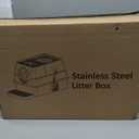 Stainless Steel Litter Box with Lid, XL Extra Large Cat Litter Box Enclosure, Front & Top Entry Covered Metal Cat Box with Steps & Scoop, Easy Cleaning