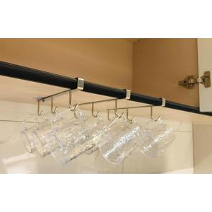 Mug Hooks Under Cabinet , 304 Stainless Steel Cup Hooks for Hanging Under Shelf, Mug Organizer Rack with 9 Hooks for Displaying Mugs, Coffee Cups and Kitchen Utensils,Fit for 0.8" or Less thickness (3PCS)