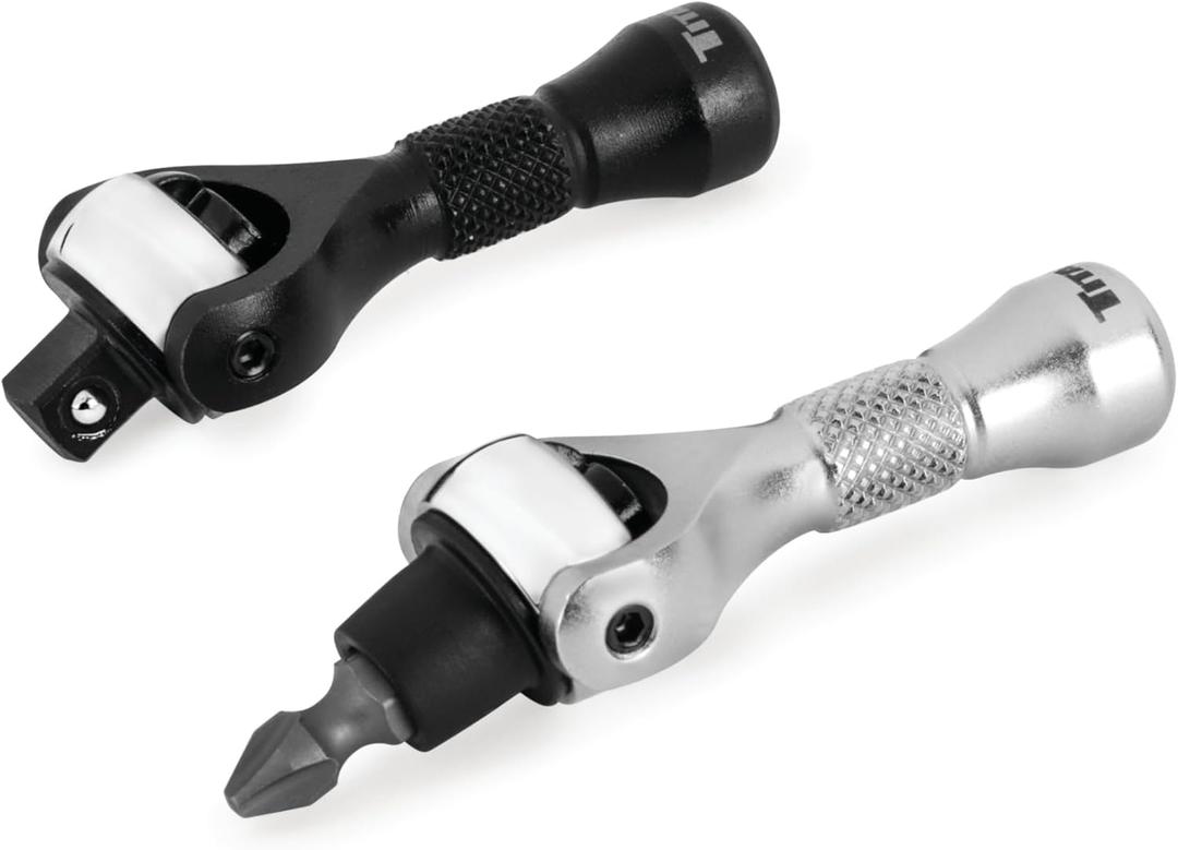 Titan 11332 2-Piece 1/4-Inch Drive x 2-1/4-Inch 90-Tooth Swivel Head Nano Ratchet and Ratcheting Bit Driver Set