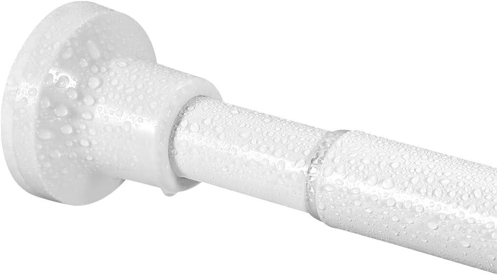Shower Curtain Rod 68 to 74 Inches,1 Inch Diameter Adjustable White Spring Tension Stainless Steel Telescoping Rod,Easy Install,No Rust