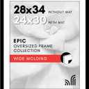 Americanflat 28x34 Picture Frame with Polished Plexiglass - Use as 24x30 Frame with Mat or Display 28x34 Photo Without Mat - Epic Collection - Wide Picture Frames for Wall Display - Black