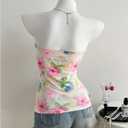 Milumia Women's Floral Ruched Tube Top Strapless Sleeveless Trendy Going Out Tops (L)