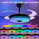 48 Inch Retractable Ceiling Fans with Lights, RGB Ceiling Fan with Remote Control,Speaker, Dimmable, 6 Speed Reversible Smart Ceiling Fans for Living Room Bedroom