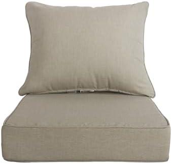Goodgoods Outdoor Deep Seat Cushions Set 22x24 inch Outdoor Deep Seat Cushions Set:Resilient Foam Filling,All Weather Resistant Patio Cushions Patio Furniture,Putty 1 Set