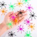 2 x GlyinnHe 160PCS Halloween Mini Plastic Spiders 4 Colors Small Fake Spider Toys Spiders Prank Props for Halloween Home and Party Decorations