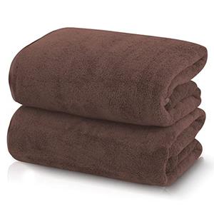 TENSTARS Silk Hemming Bath Towels for Bathroom Clearance - 27 x 55 inches - Light Thin Quick Drying - Soft Microfiber Absorbent Towel for Bath Fitness, Sports, Yoga, Travel, Gym - 2 Pack, Wood Brown