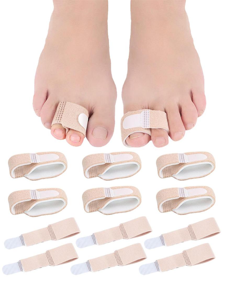 12 Pack Fabric Hammer Toe Correctors, Hammertoe Straightener, Reusable Toe Buddy Wrap Protective Broken Toe Wraps, Toe Splint for Broken Toe, Crooked toes, Bent Toes