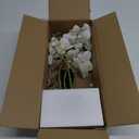 Ziwon Artificial Orchid Flowers & Plants Potted in Ceramic Pot, White Faux Phalaenopsis Orchids for Table Centerpiece, Realistic Fake Flower Arrangement for Home Office Decor Indoor (White & Gold 01)