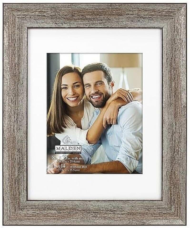 Malden International Designs matted Frame, 14.5” (W) x 17.5” (H) x 0.59” (D), Silver and Bronze